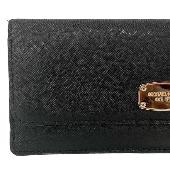 Michael Kors Black Saffiano Leather Envelope Wallet with Gold Tone Hardware - Picture 5 of 10